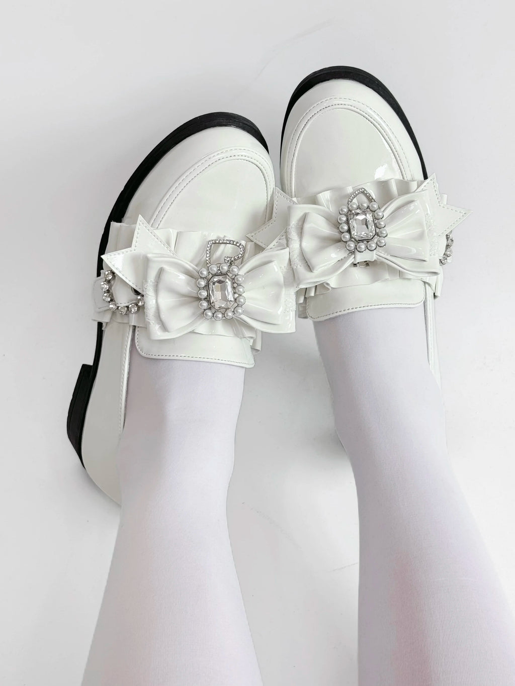 Original Japanese Mine Series Low Heel Leather Shoes Sweet Cool Girl Cute Bow Mass Production Loafers JK Student Single Shoes