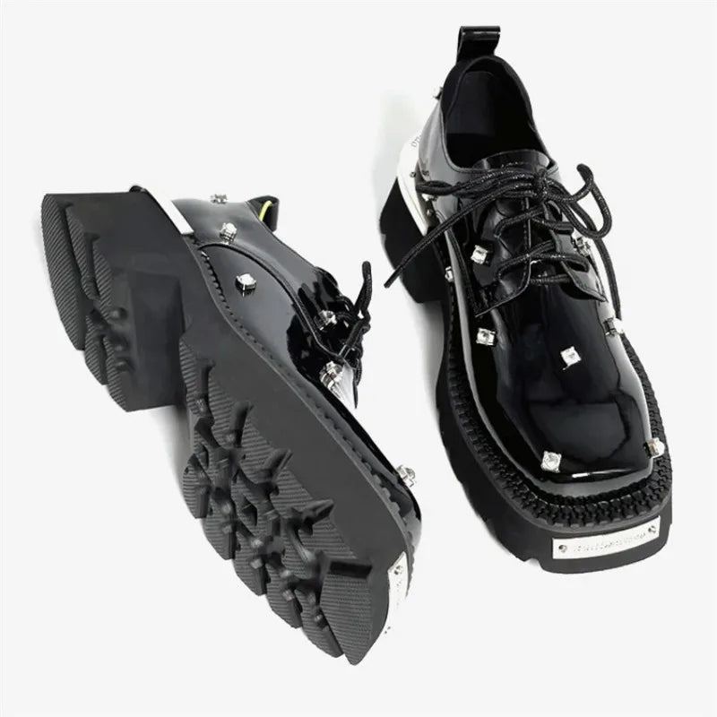 Women Loafers Crystal Platform Chunky Mary Janes Shoes 2025 Casual Sport Sandals Luxury Trend Sneakers Lace Up Woman