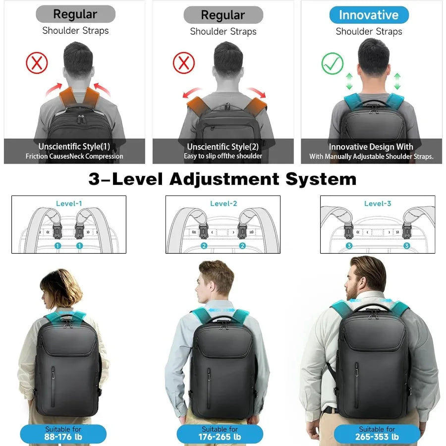 Large Rolling Backpack for WomenandMen 50L Work Backpack with Wheels Business Laptop Backpack with USB Port TSA Lock Carry On f