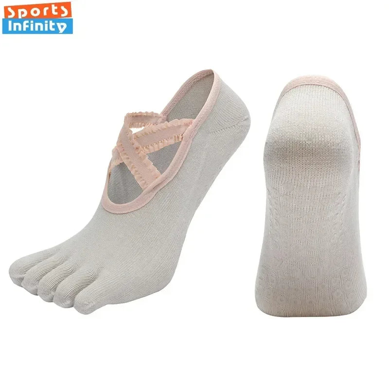 1 Pair Breathable Five Finger Yoga Socks for Women Split Toe Professional Pilates Socks Indoor Dance Floor Fitness Sports Socks