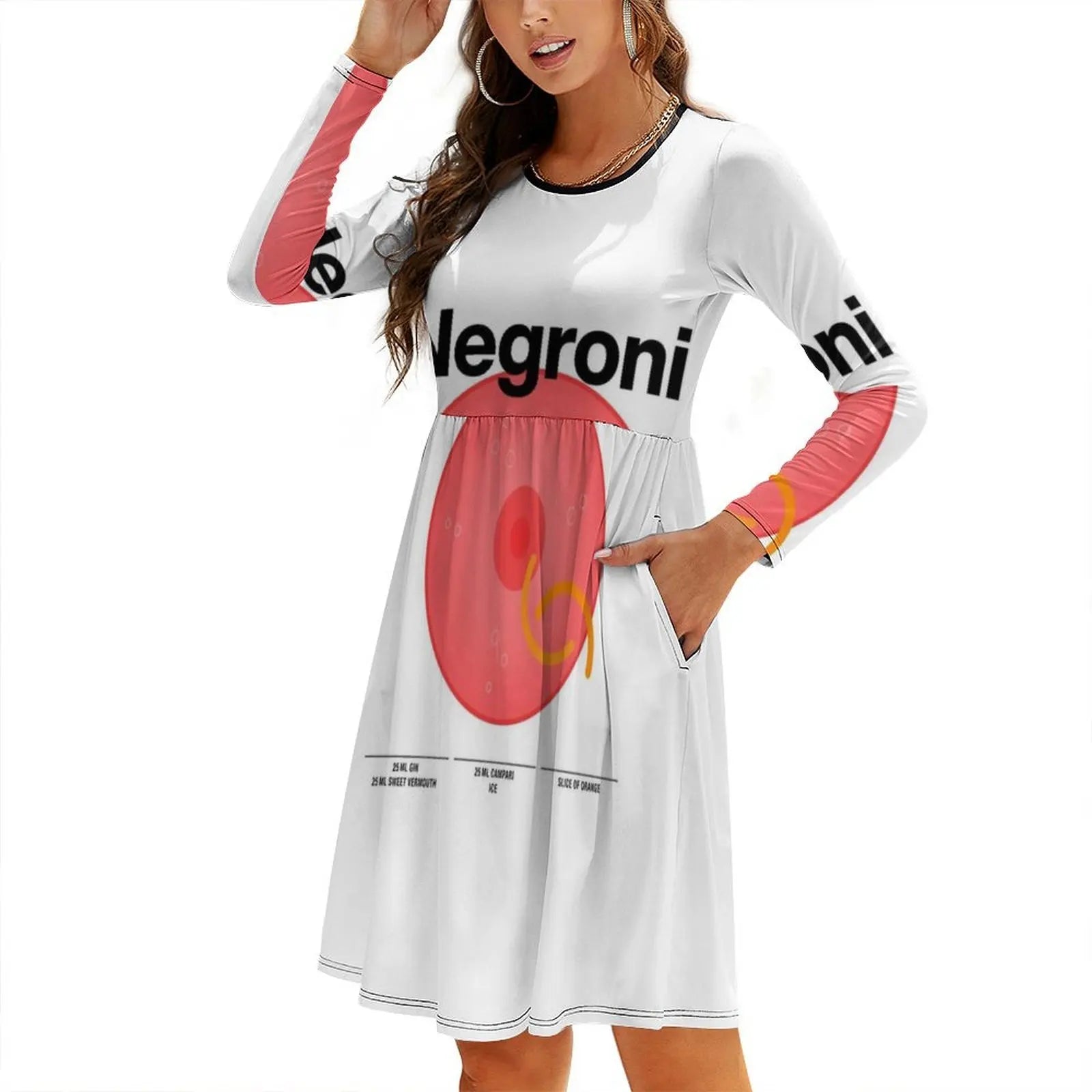 Cocktail Mixology For The House Bar " Negroni " Vintage Bohemian Dress Puff Sleeve Or Sleeveless Options For Women Dress