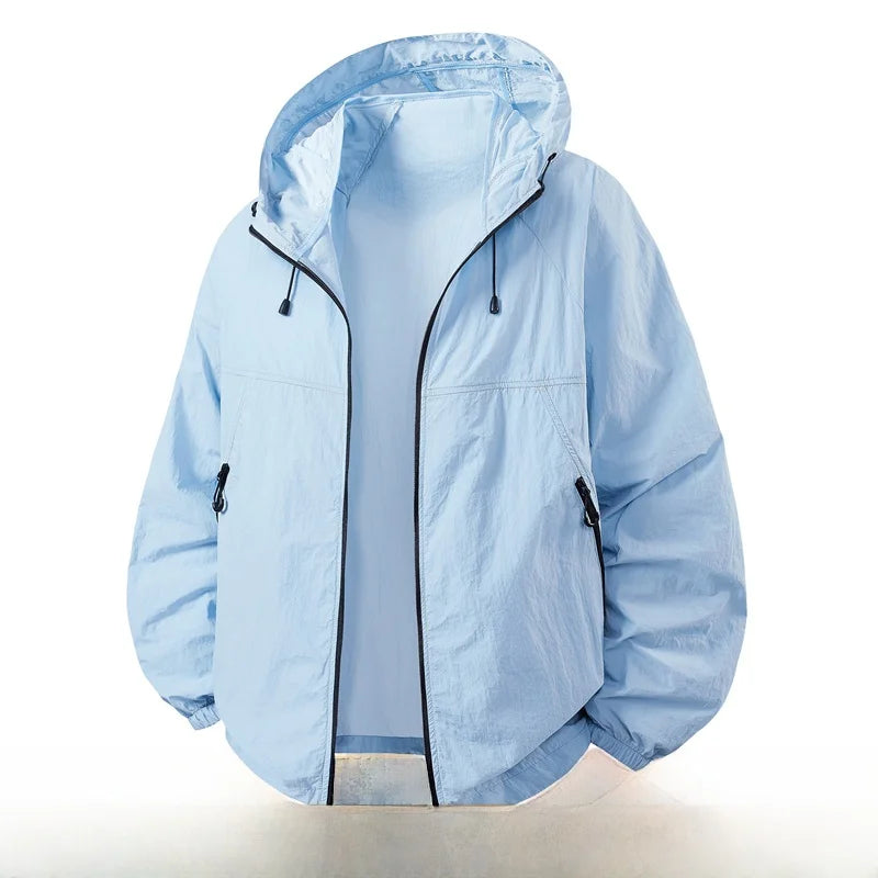 Lightweight Thin Ice Silk UV Protection Clothing for Men Summer Outdoor Sports Hooded Jaet Breathable Qui Dry Polyester F...