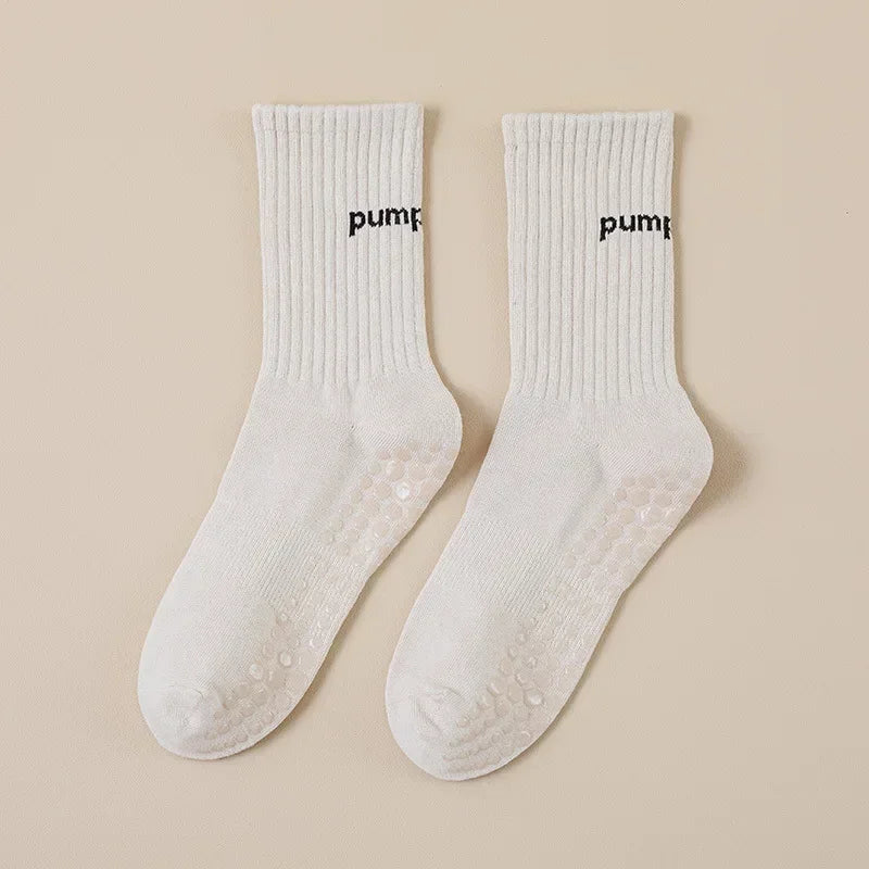 Women Mid Tube Yoga Socks Anti Slip Fashion Professional Pilates Socks Indoor Dance Trampoline Floor Fitness Sports Socks