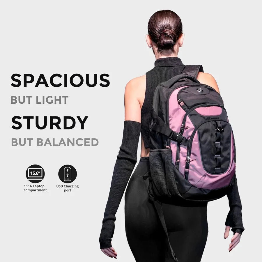 Swissdigital Design Laptop Backpack with USB Charging Port Travel Backpack Fits 15.6 inches Computer 31L College School Backpac