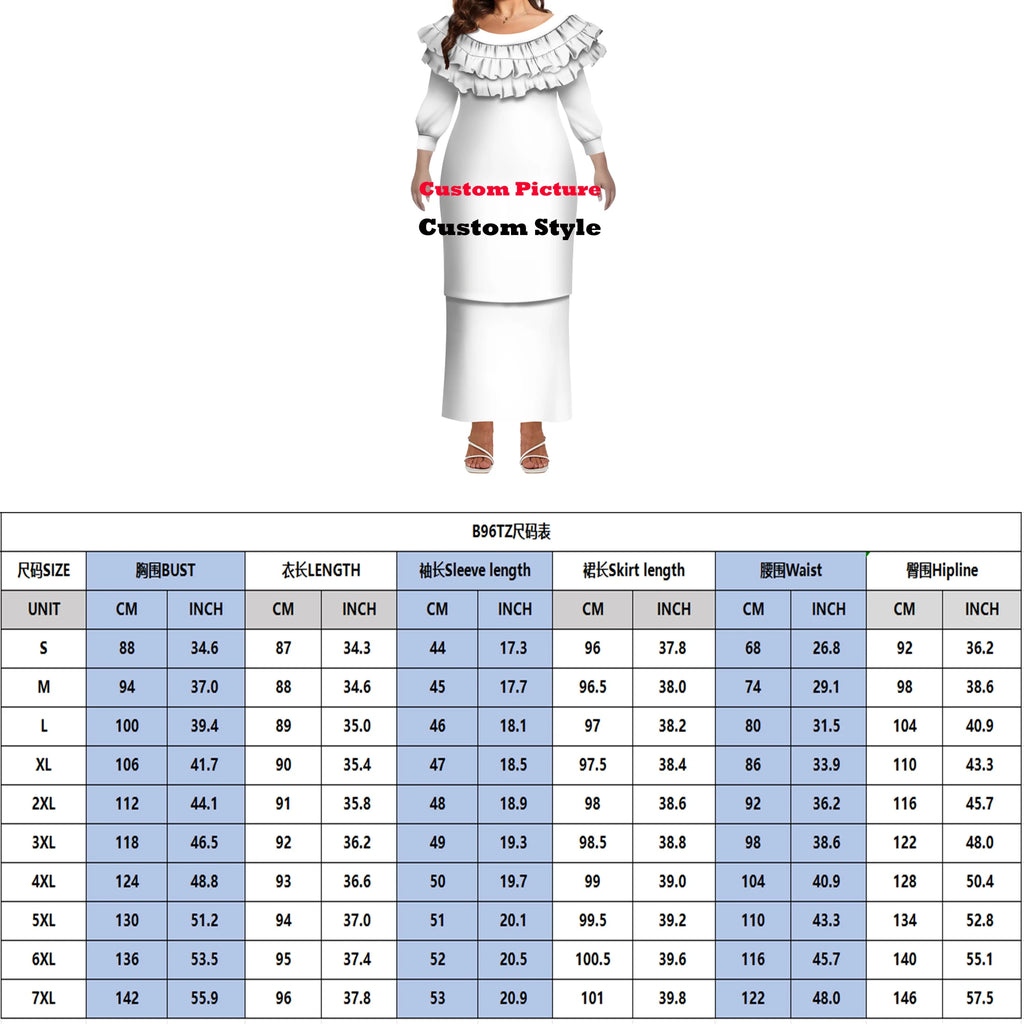 Casual Family Wear Elegant Lotus Leaf Lace Mid-Sleeved Fitted Puletasi Suit Dress Women'S Dress Polynesian Custom Men'S Shirt