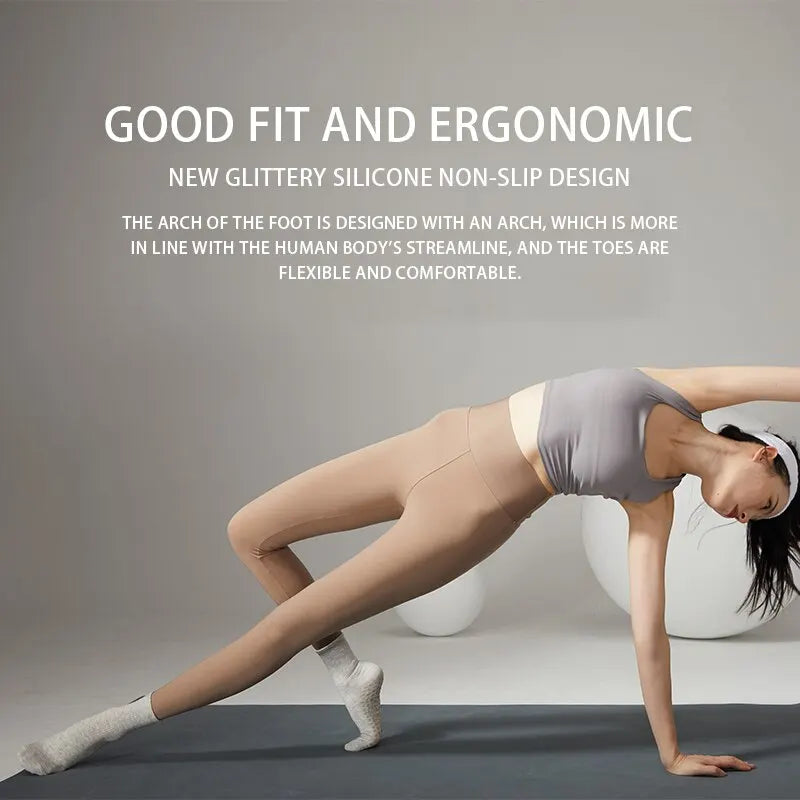 Women Pilates Socks Soft Cotton Non Slip Grip Tube Socks For Yoga Women Camping Fitness Gym Yoga Socks Anti Slip Fintness Socks