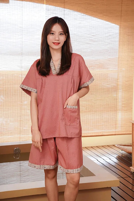 Cotton Sweat Steaming Clothing Women's Moxibustion Sauna Clothing Men's Massage Foot Bath Hotel Yukata Therapy Clothing Pajamas