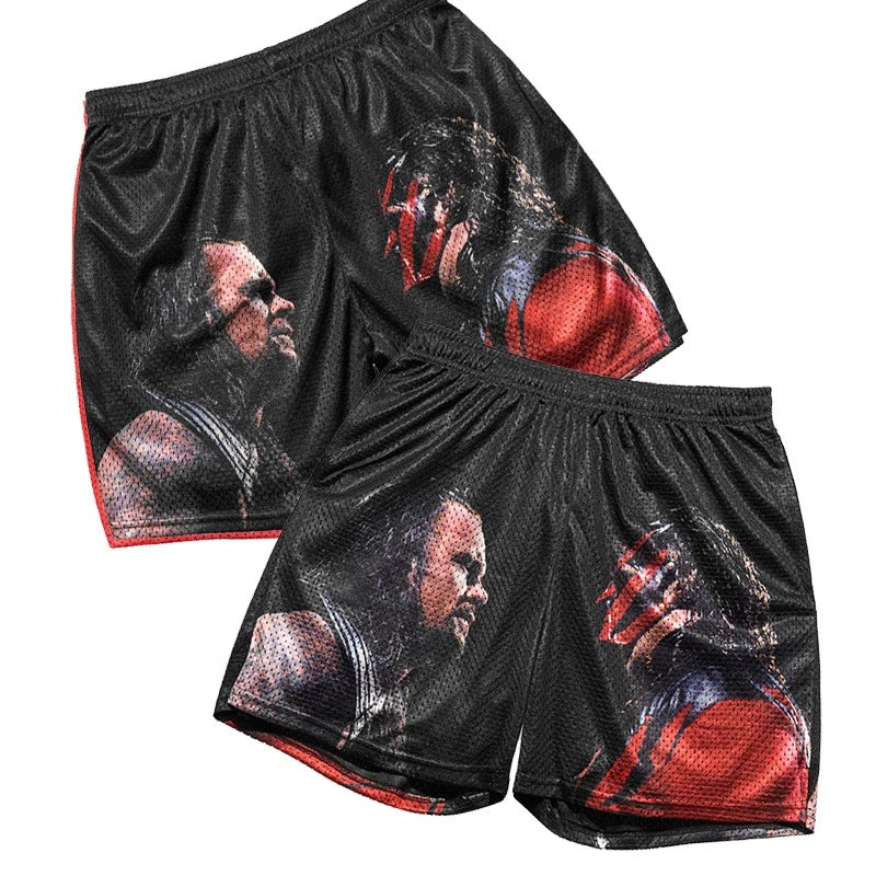 Fashion Gym Fitness Sports Men's Tiger Skull Retro Shorts Training Jogging Fast Dry Breathable Shorts Boxing Sports Beach Shorts