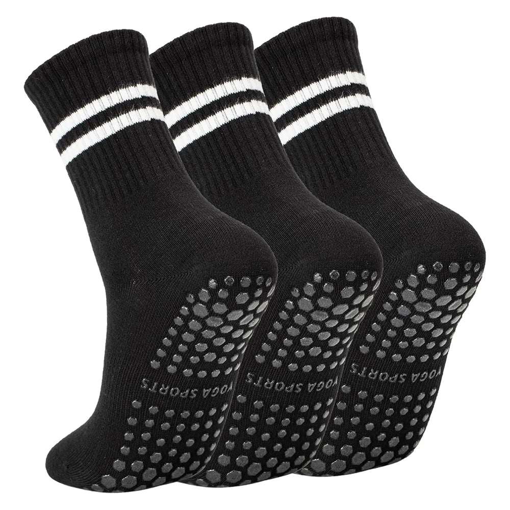 Yoga Pilates Socks with Grips for Women, Non Slip Grips Cotton Socks for Barre, Ballet, Dance, Workouts