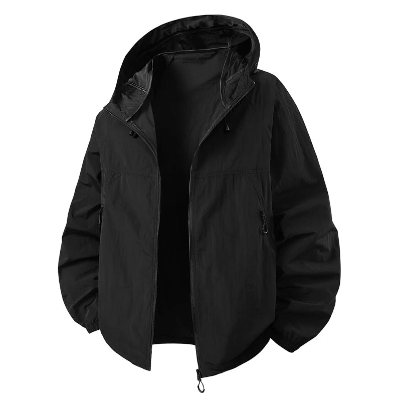 Lightweight Thin Ice Silk UV Protection Clothing for Men Summer Outdoor Sports Hooded Jaet Breathable Qui Dry Polyester F...