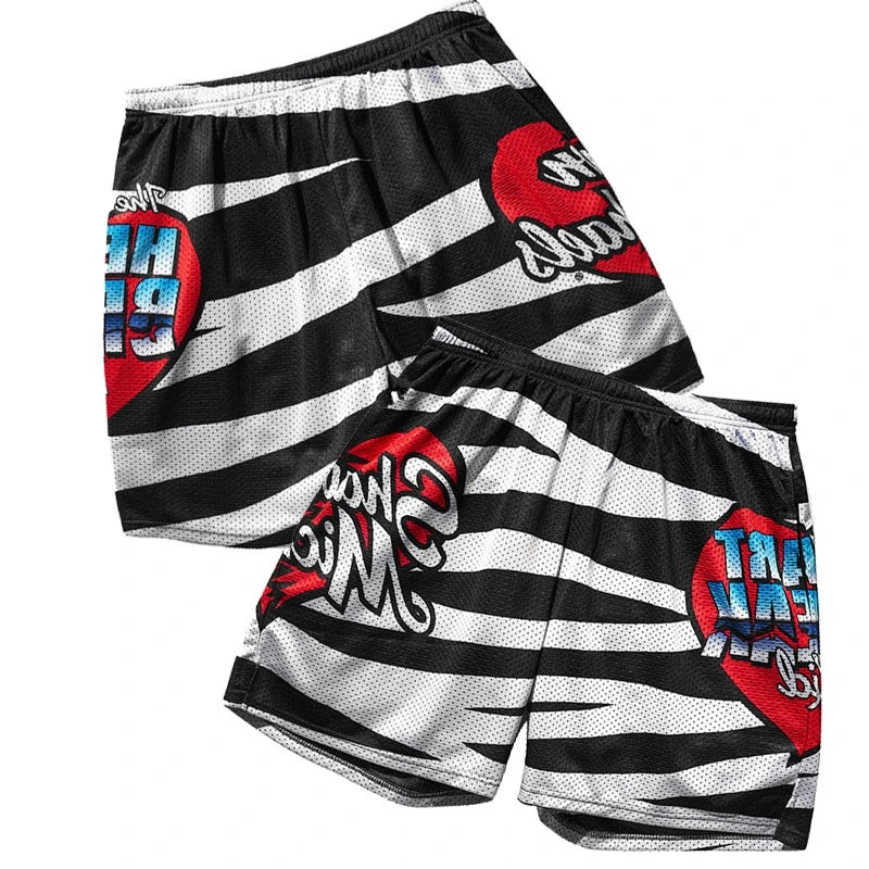 Fashion Gym Fitness Sports Men's Tiger Skull Retro Shorts Training Jogging Fast Dry Breathable Shorts Boxing Sports Beach Shorts