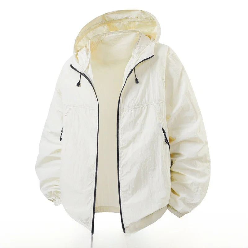 Lightweight Thin Ice Silk UV Protection Clothing for Men Summer Outdoor Sports Hooded Jaet Breathable Qui Dry Polyester F...