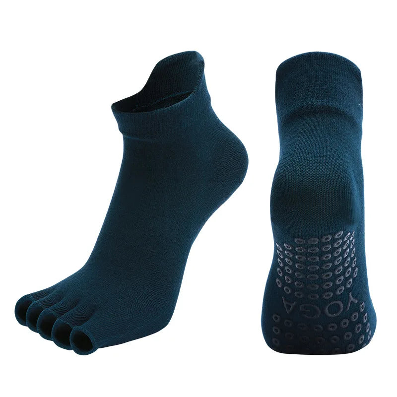 Yoga Socks Half Toe Anti-Slip Silicone Grip Breathable Cotton Fitness Ballet Dance Gym Pilates Open Toe Five Finger Socks