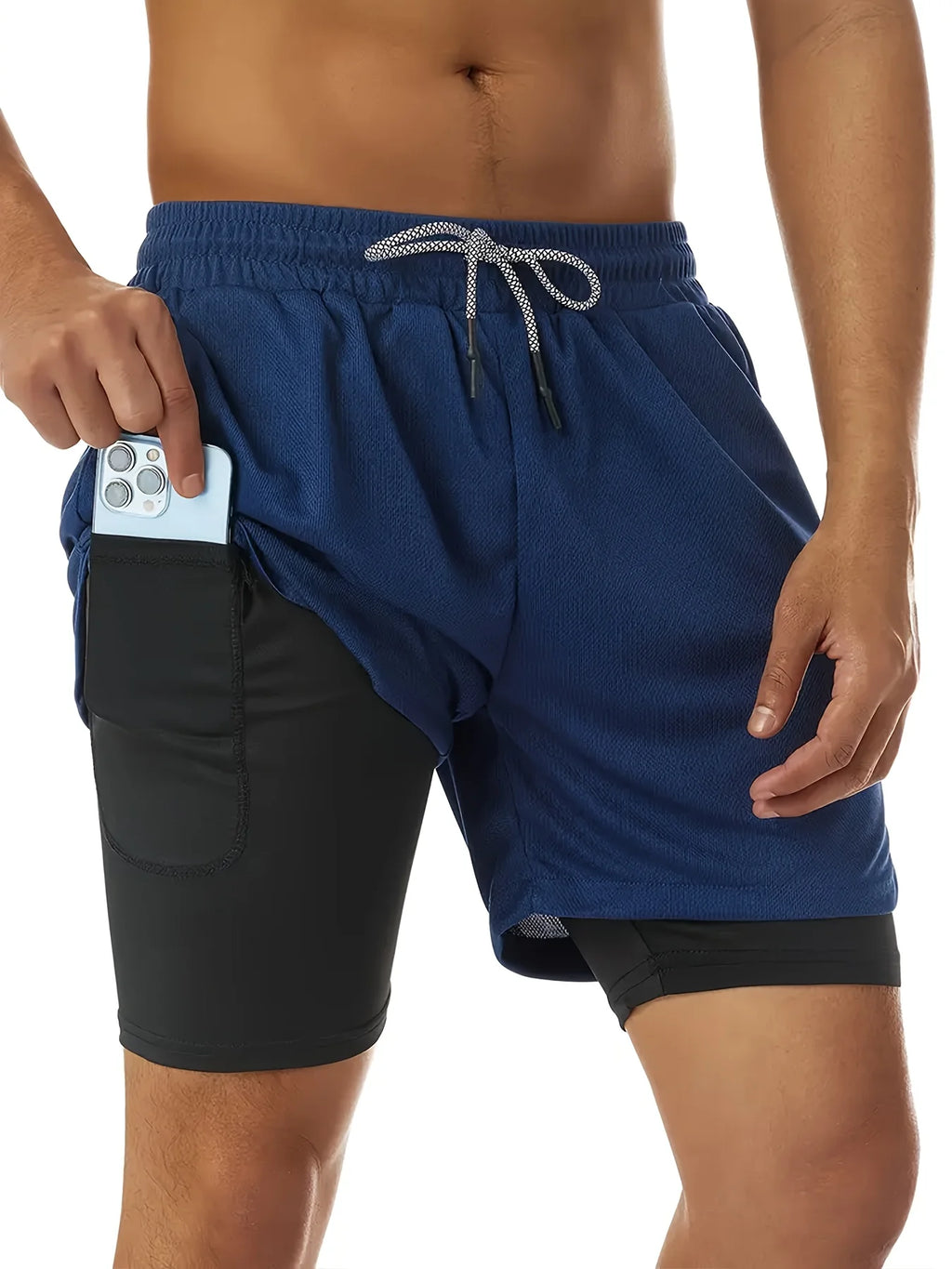 Men's Quick-Dry Athletic Shorts Moisture Breathable Mesh Running Training Shorts Elastic Drawstring Waistband