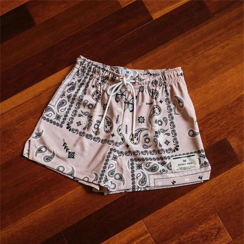 RYOKO RAIN New summer men's shorts men and women's fashion beach seaside casual shorts mesh sports quick-drying quarter pants