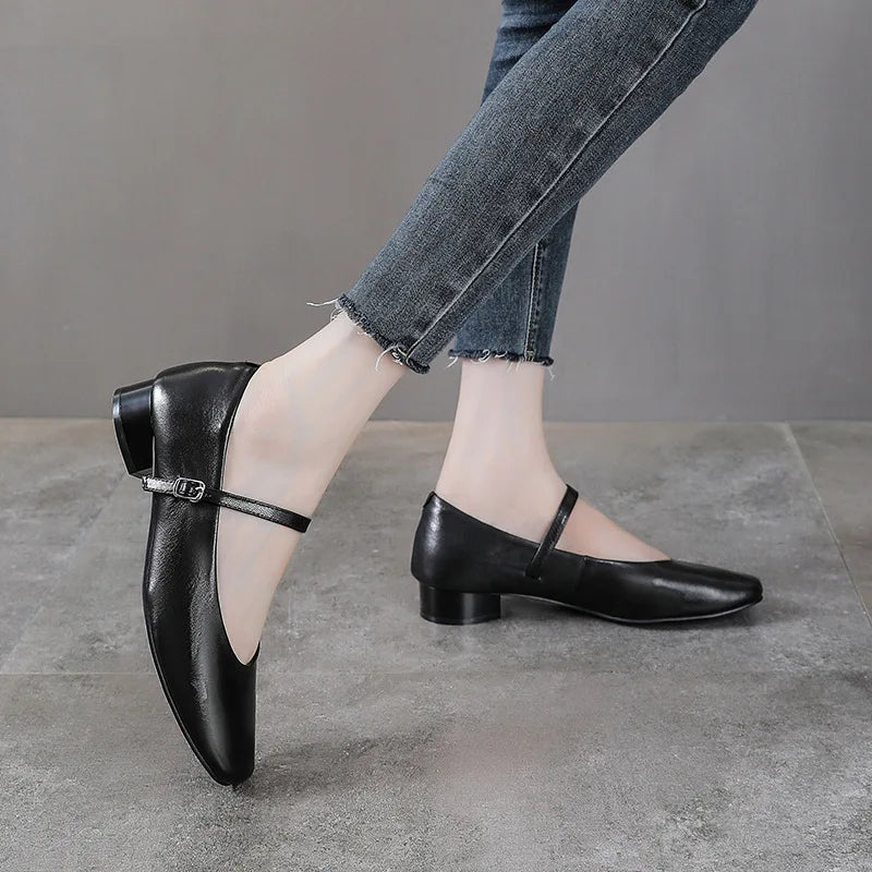 3cm Genuine Leather Hollow Rubber Shoes Platform Wedge High Brand Buckle Breathable Point Toe Slipper Sandals Flats Women