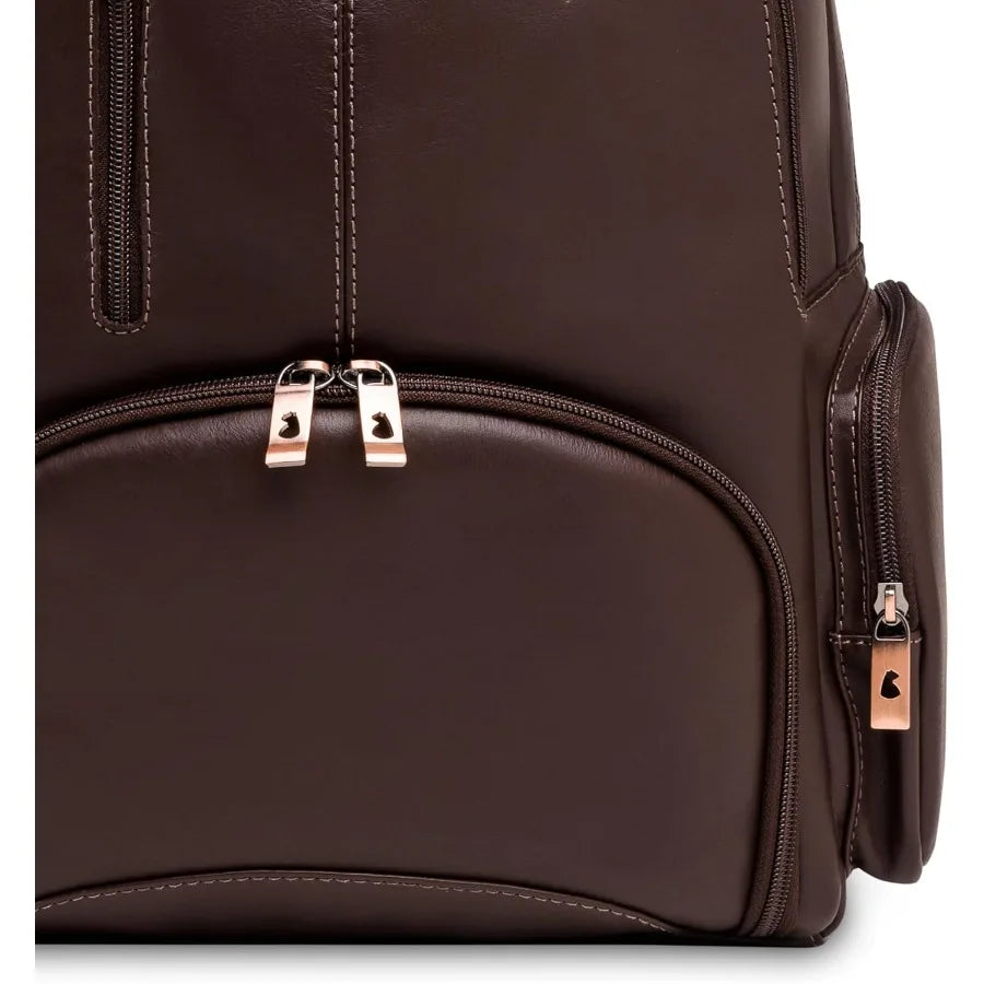 Nordweg Leather Laptop Backpack NW072B Lightweight Daypack for Work Travel and College Fits Laptops up to 15.6" Brown