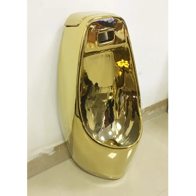Local tyrant gold floor urinal, all gold urinal with induction wall-mounted urinal