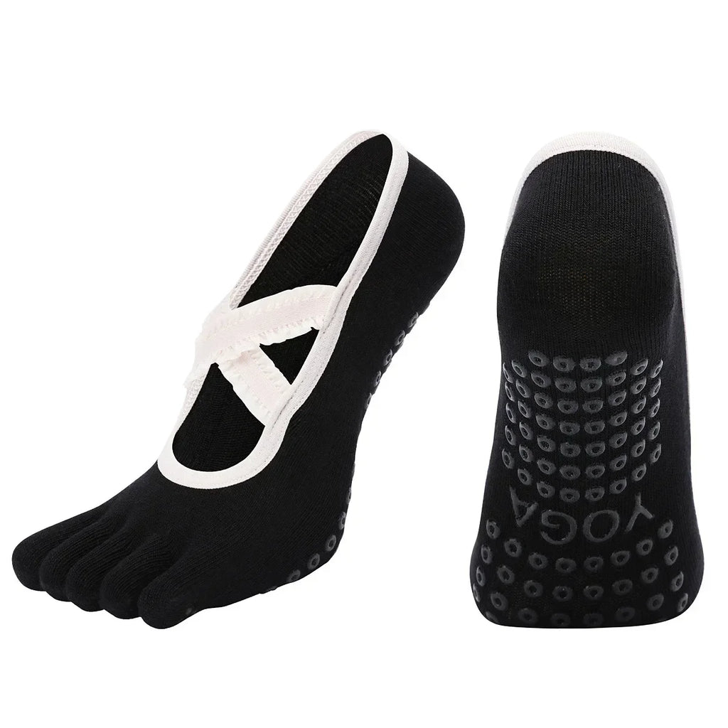 1 Pair Breathable Five Finger Yoga Socks for Women Split Toe Professional Pilates Socks Indoor Dance Floor Fitness Sports Socks