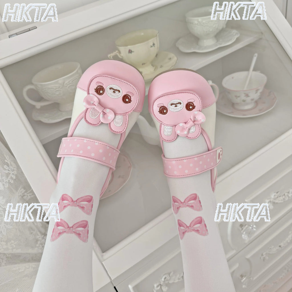 Cute Soft Girl Original Student Indoor Shoes Cute Soft Girls Women's Lolita Sweet Embroidered Rabbit Small Leather Shoes Female