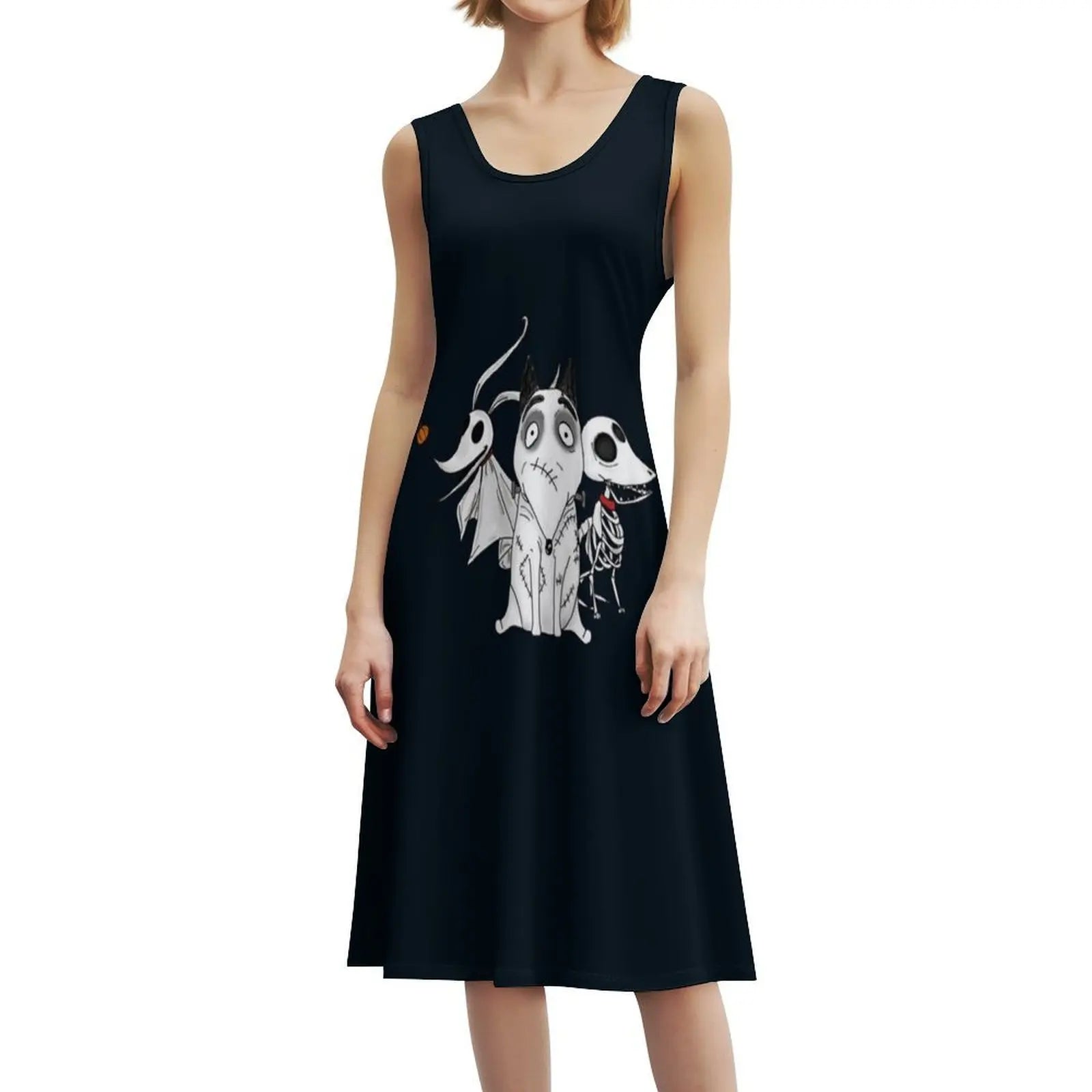 Zero Scraps And Sparky Dog Tim Burton Movies Women's Hip Hop Streetwear Dress Graphic Print Party Club Wear Corpse Bride Tim