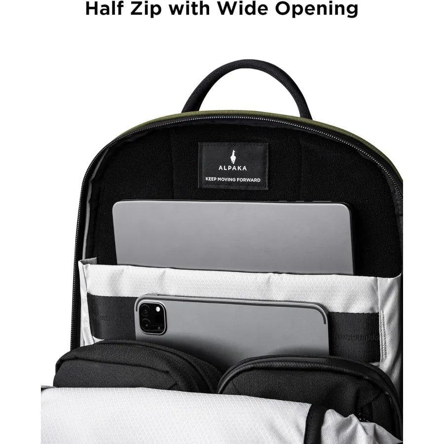 ALPAKA Elements Backpack Pro 24L - Green Laptop Backpack Fits 16'' Laptop with Dual Bottle Pockets Travel Backpack for Men Weat