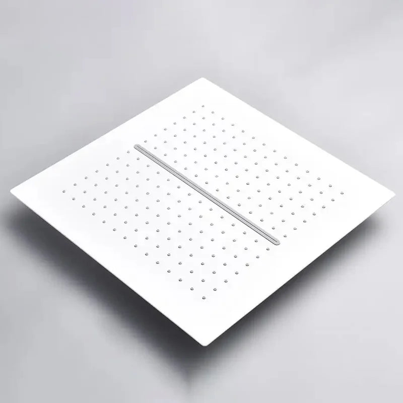 Smart Temperature Display 3 Function Thermostatic White Shower System Set with 16 Inch Large Bathroom Waterfall Rain Shower Head