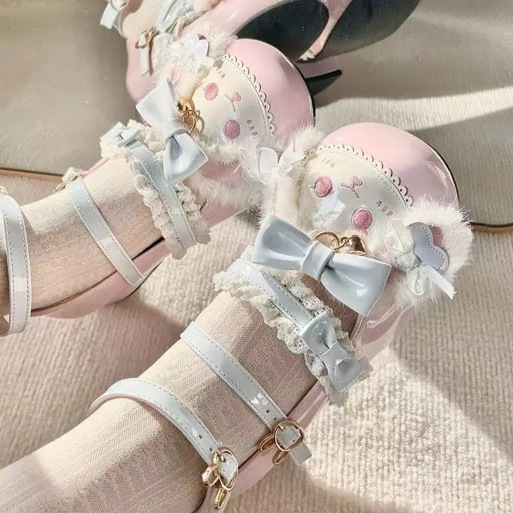 Big Head Luo Shoes Girl Japanese Lolita Jk Leather Shoes Cute Rabbit Doll Mary Jane Lolita Single Shoes