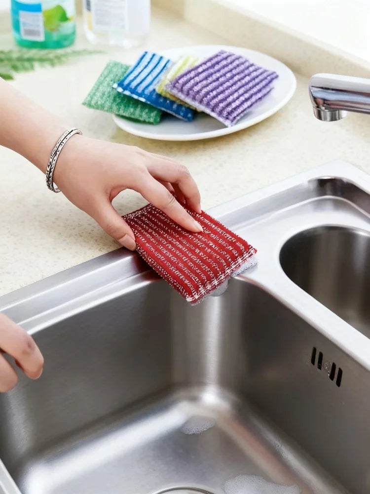 Non-Scratch Dish Sponge Cloth - Reusable Microfiber Cleaning Sponge Absorbent Double-Sided for Kitchen Dishes Pots Shoes