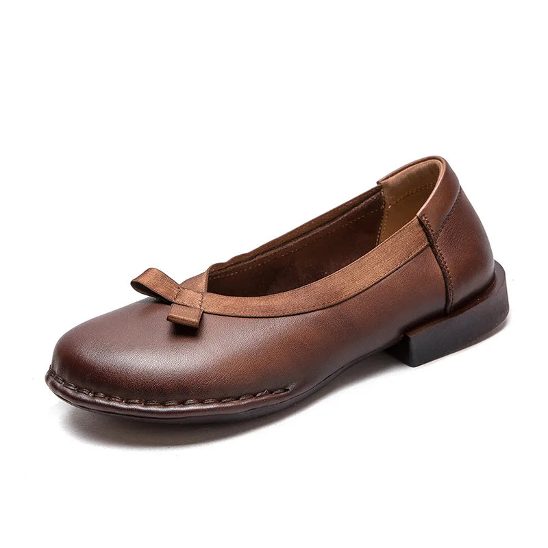 2.5cm Cow Genuine Leather Ethnic Autumn Moccasin Elegance Luxury Flats Ladies Shallow Woman Comfy Soft Soled Spring Shoes
