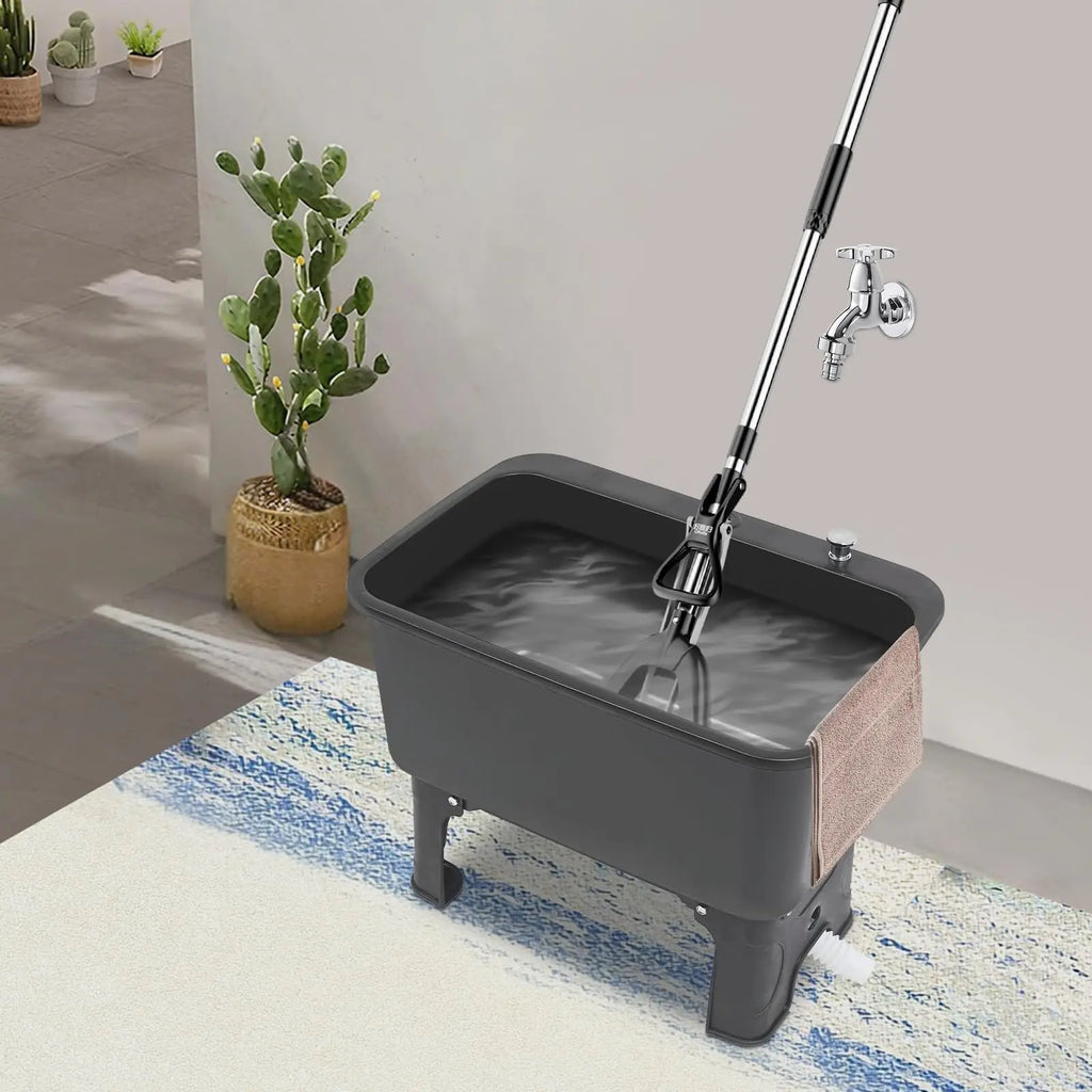 Floor Mop Sink Commercial, Plastic Mop Service Basin, Industrial Mop Bucket Utility Sink for Kitchen Bathroom Business Garages (