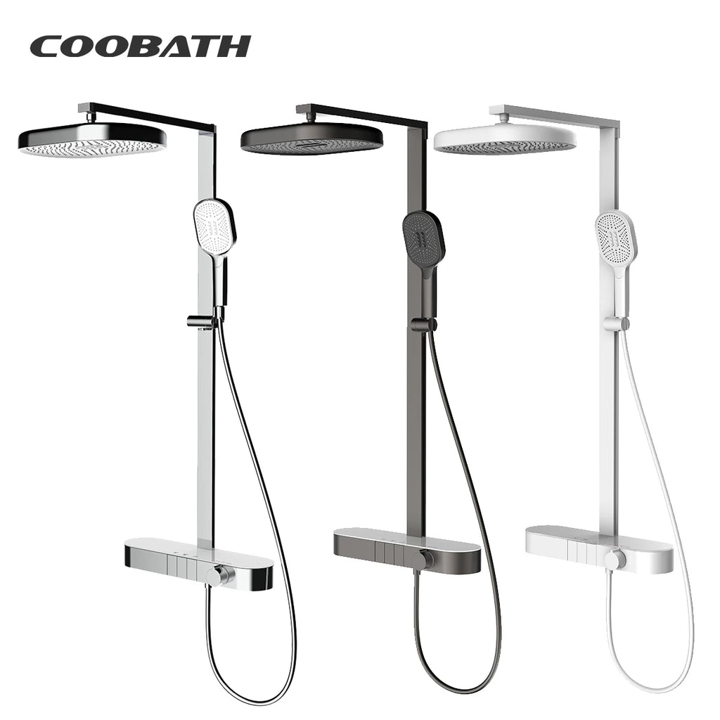 Modern New Designed Shower Sprinkler Handheld High Pressure Waterfall Digital Display Shower Head System With Storage Rack