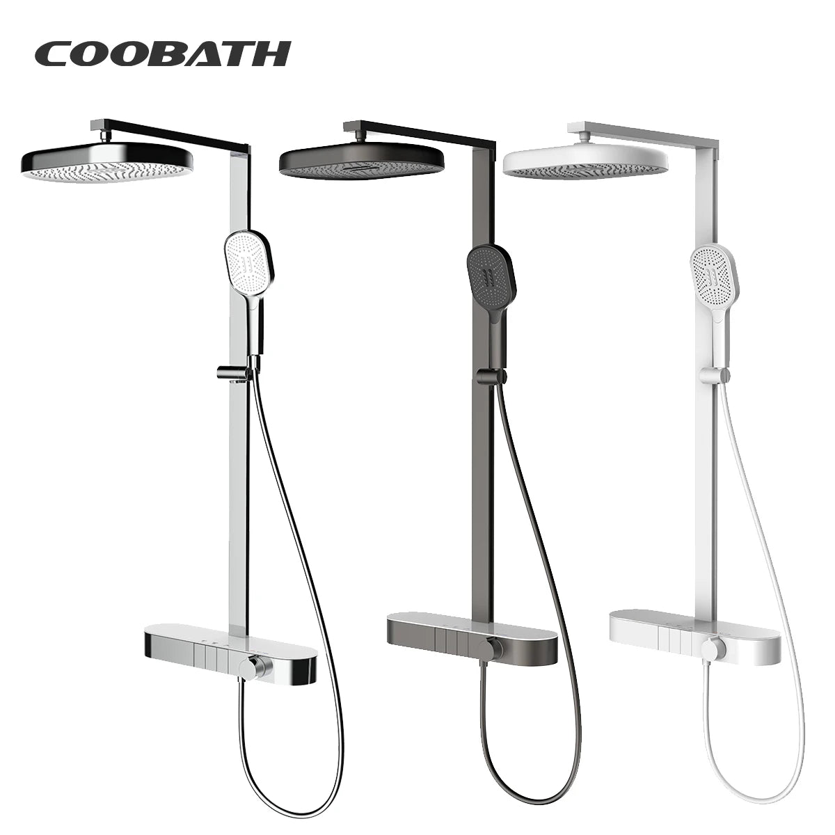 Modern New Designed Shower Sprinkler Handheld High Pressure Waterfall Digital Display Shower Head System With Storage Rack