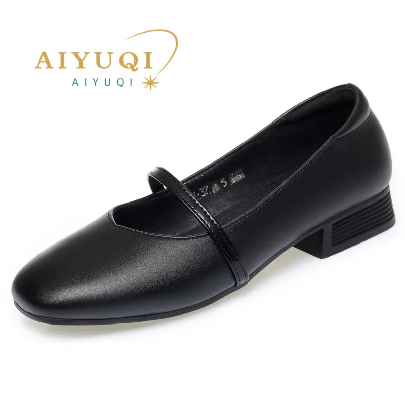 AIYUQI Female Mary Jane Shoes 2025 New Autumn Leather Women's Shoes Fashion Large Size Business Dress Shoes Women