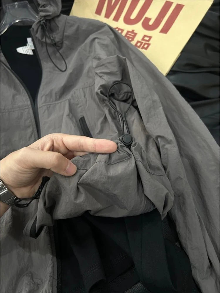 Lightweight Thin Ice Silk UV Protection Clothing for Men Summer Outdoor Sports Hooded Jaet Breathable Qui Dry Polyester F...