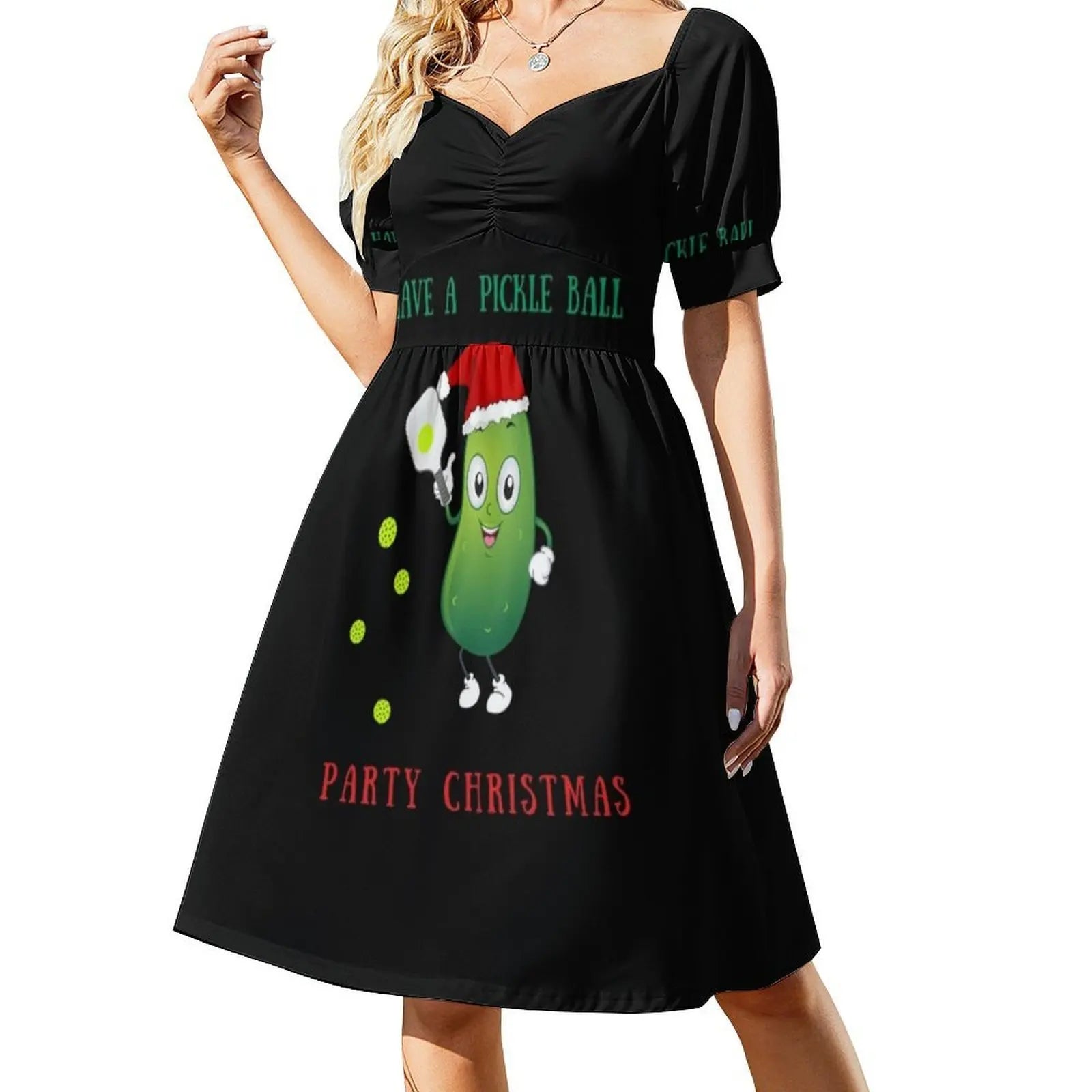 Have A Pickle Ball Party Christmas Korean Style Dress For Women Elegant Casual Dress For Party Or Daily Wear Marvacousins246