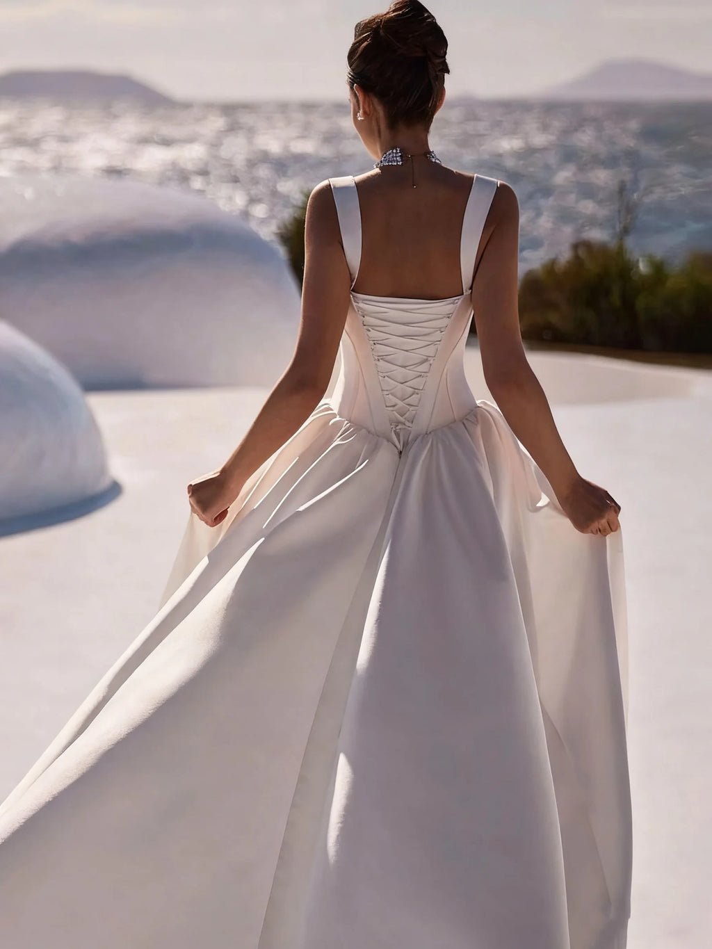 Luxury Sweetheart Satin Wedding Dress Spaghetti Strap Tight corset Ball Dress Wedding Ceremony Elegant Bridal Dress Custom