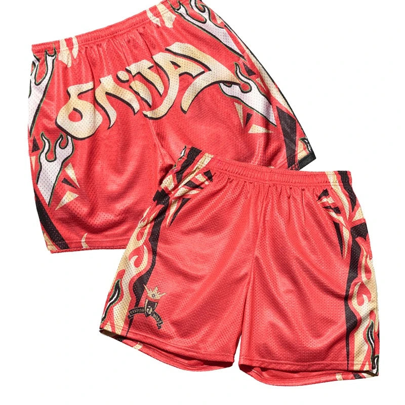 Fashion Gym Fitness Sports Men's Tiger Skull Retro Shorts Training Jogging Fast Dry Breathable Shorts Boxing Sports Beach Shorts