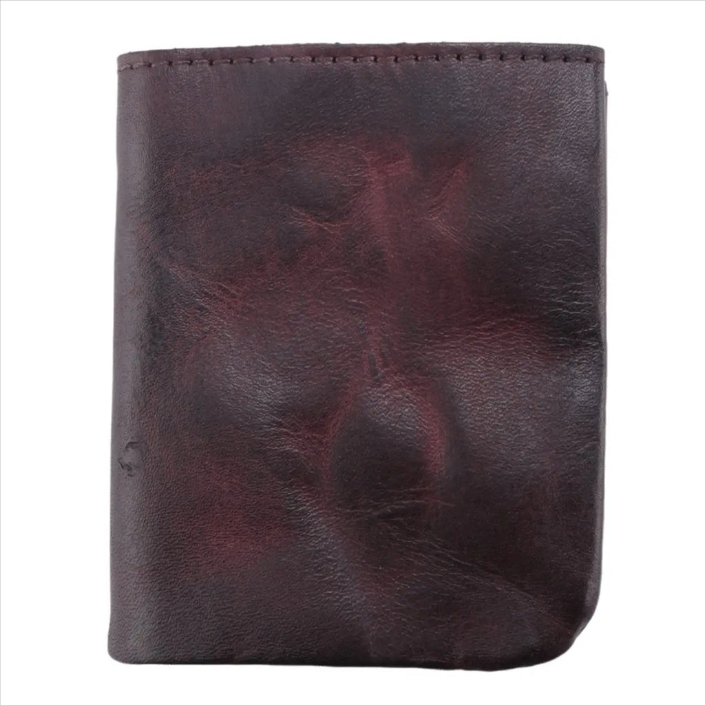 ABQR Wrinkle Wallet,Vintage Handmade Cow Leather Card Holder for Men, Leather Bifold Money Clips,Coffee
