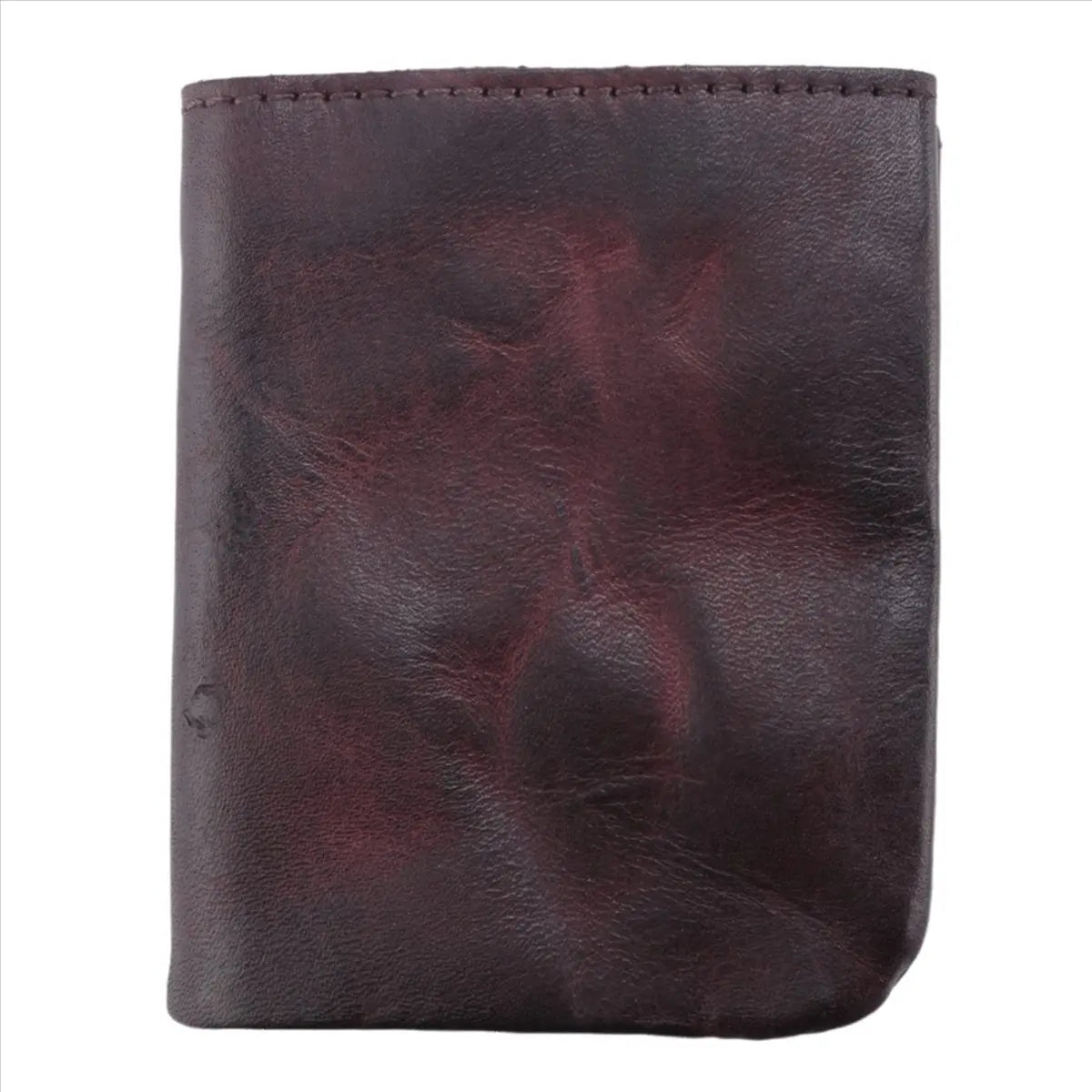 ABQR Wrinkle Wallet,Vintage Handmade Cow Leather Card Holder for Men, Leather Bifold Money Clips,Coffee