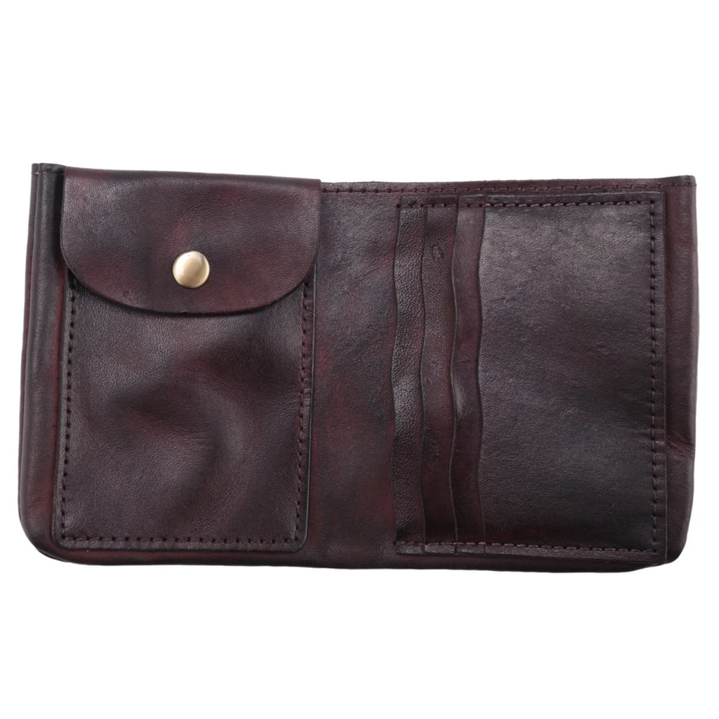 ABQR Wrinkle Wallet,Vintage Handmade Cow Leather Card Holder for Men, Leather Bifold Money Clips,Coffee