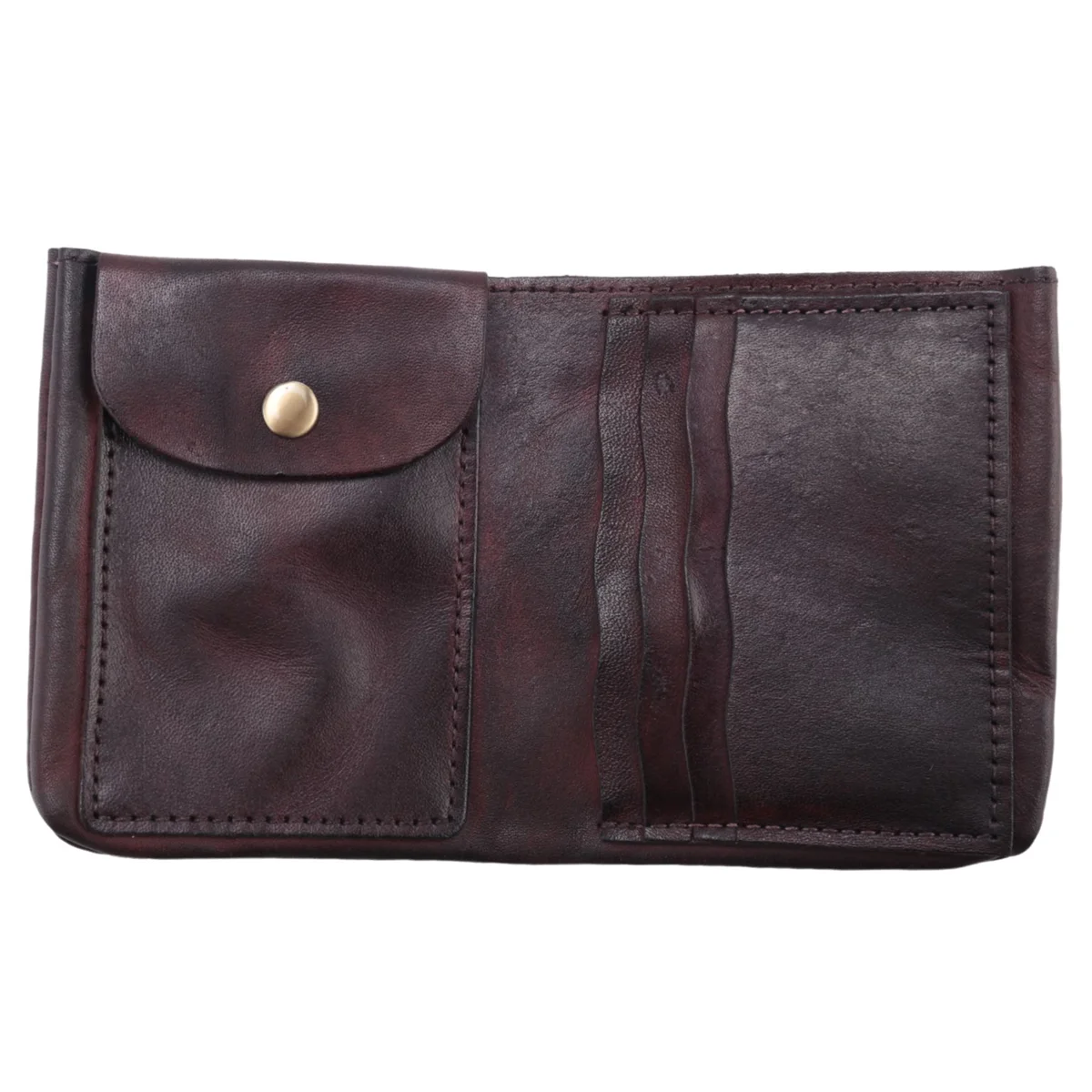 ABQR Wrinkle Wallet,Vintage Handmade Cow Leather Card Holder for Men, Leather Bifold Money Clips,Coffee