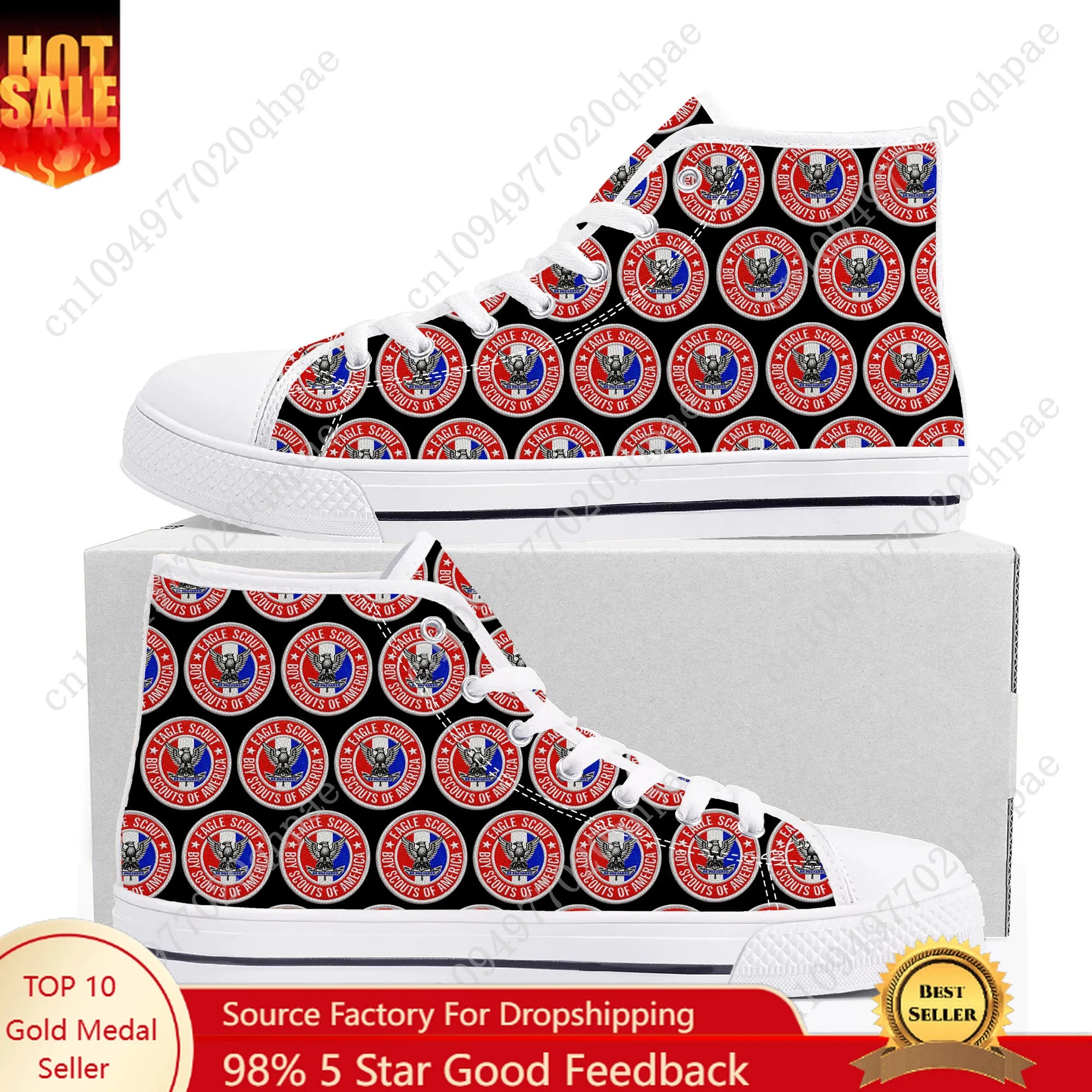 Eagle Scout High Top Sneakers Mens Womens Teenager High Quality Canvas Sneaker 3D Print Casual Couple Shoes Personalized Shoe