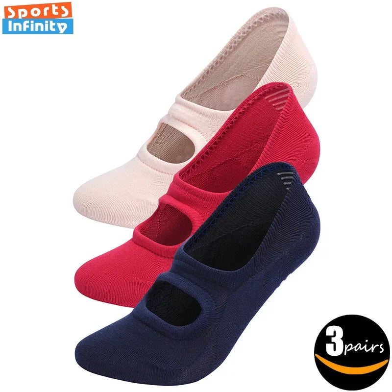 【 3 Pair Set 】Backless Yoga Socks Women Anti Slip Professional Pilates Socks Indoor Ballet Dance Fitness Sports Socks Women