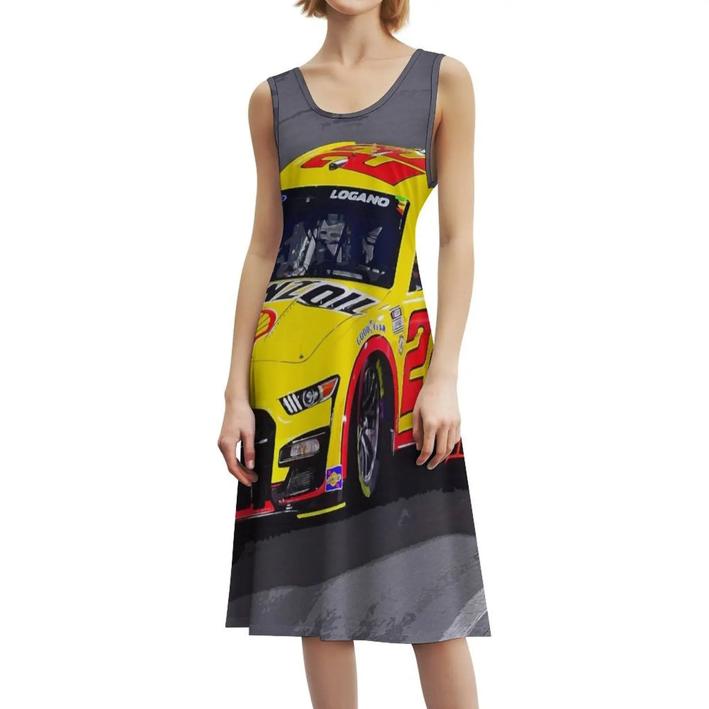 Joey Logano Racing His 2023 Racecar Korean Style Casual Dress For Women Simple Daily Office Lady Dresses Car Stock Racing