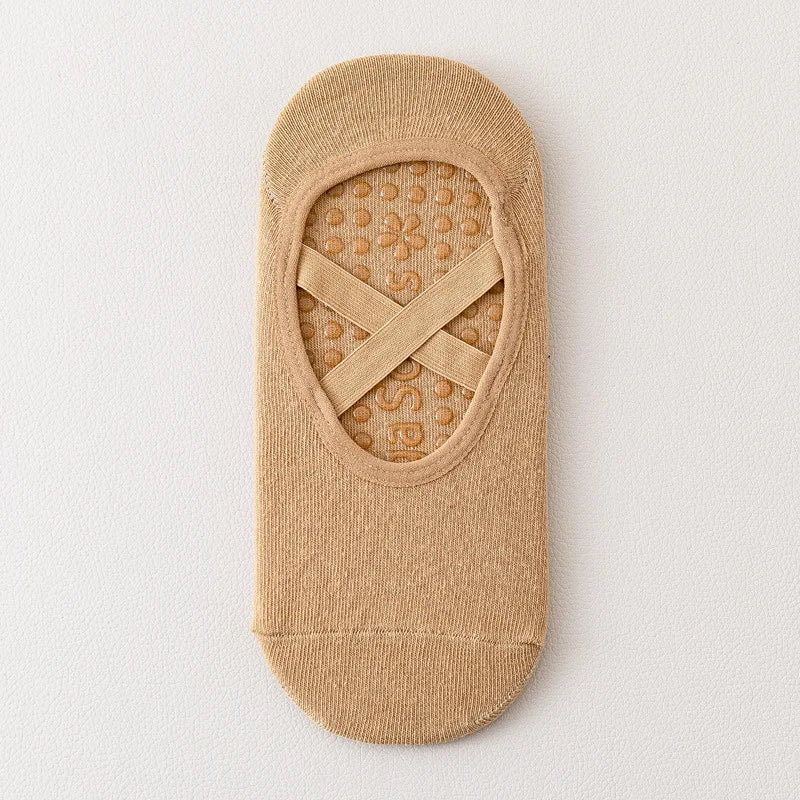 Harajuku Cross Belt Yoga Socks Anti Slip Women Professional Pilates Socks Gym Fitness Floor Trampoline Dance Sports Socks