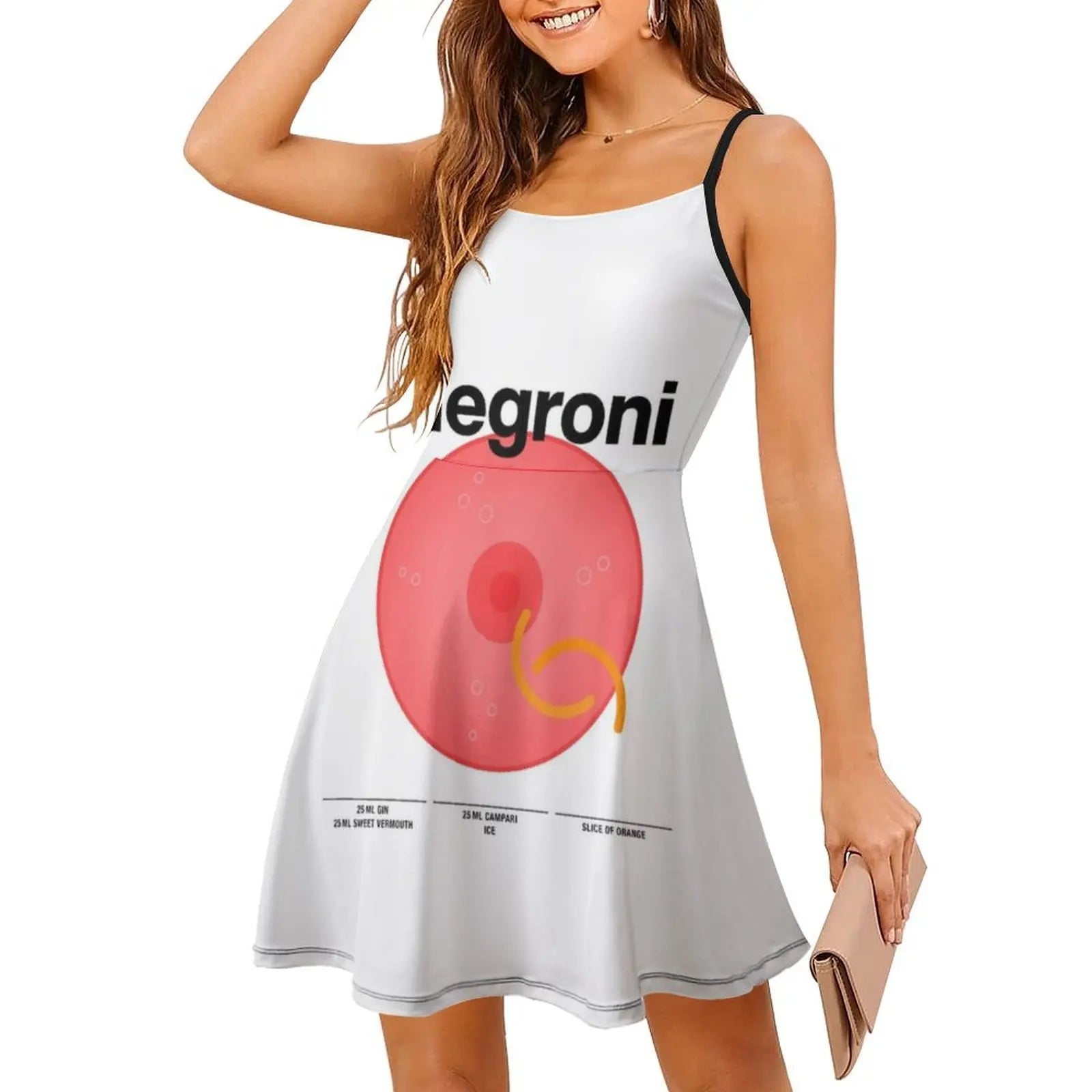 Cocktail Mixology For The House Bar " Negroni " Vintage Bohemian Dress Puff Sleeve Or Sleeveless Options For Women Dress