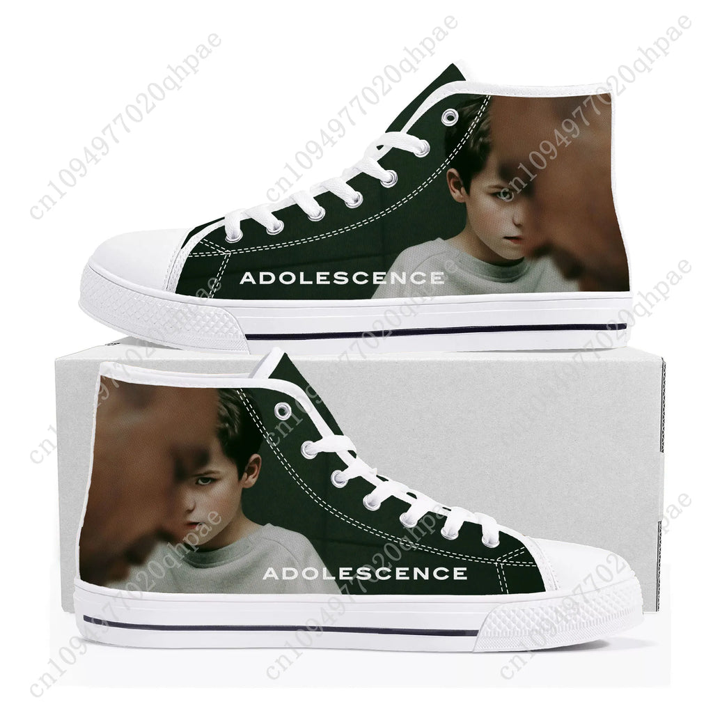 Adolescence High Top Sneakers Mens Womens Teenager High Quality Canvas Sneaker 3D Print Casual Couple Shoes Personalized Shoe
