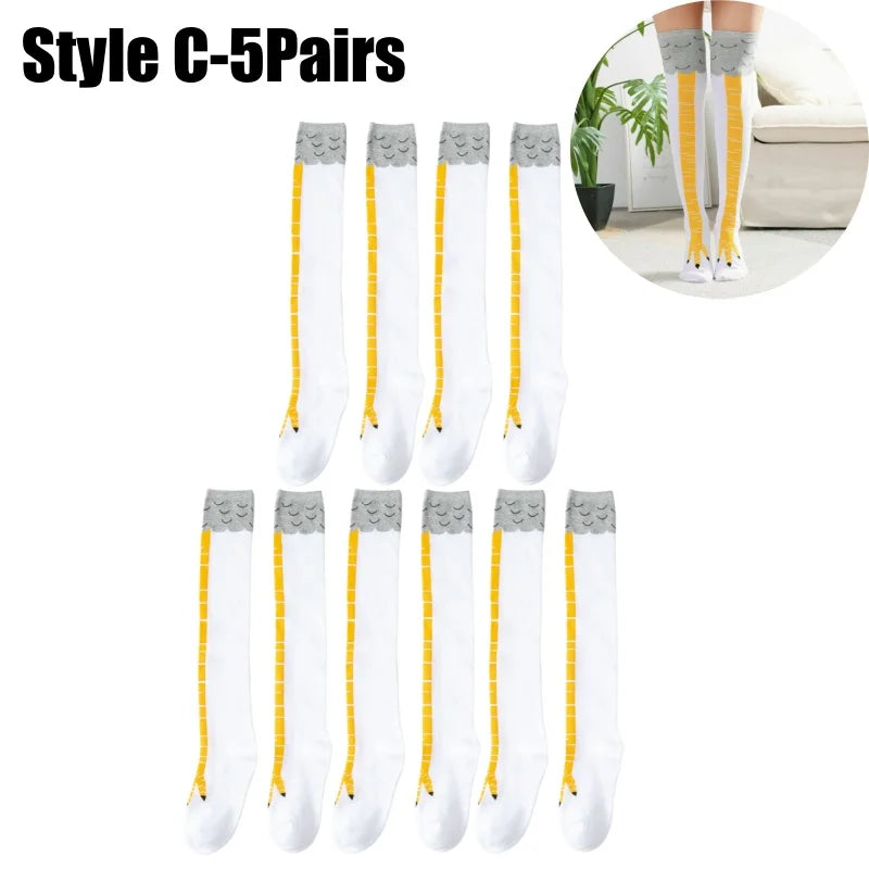 Funny Chicken Leg Socks for Adults Novelty Gifts for Halloween Party Knee High Slimming with Breathable Trendy Stockings