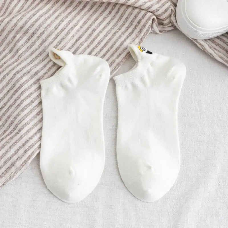 【No】Casual Funny Ankle Socks for Women - Fashion Novelty Design with Cute Embroidery Expressions